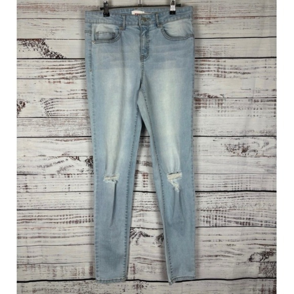 Bongo Women's vintage y2k Ripped‎ Knee Jeggings Light Wash Denim Size 14